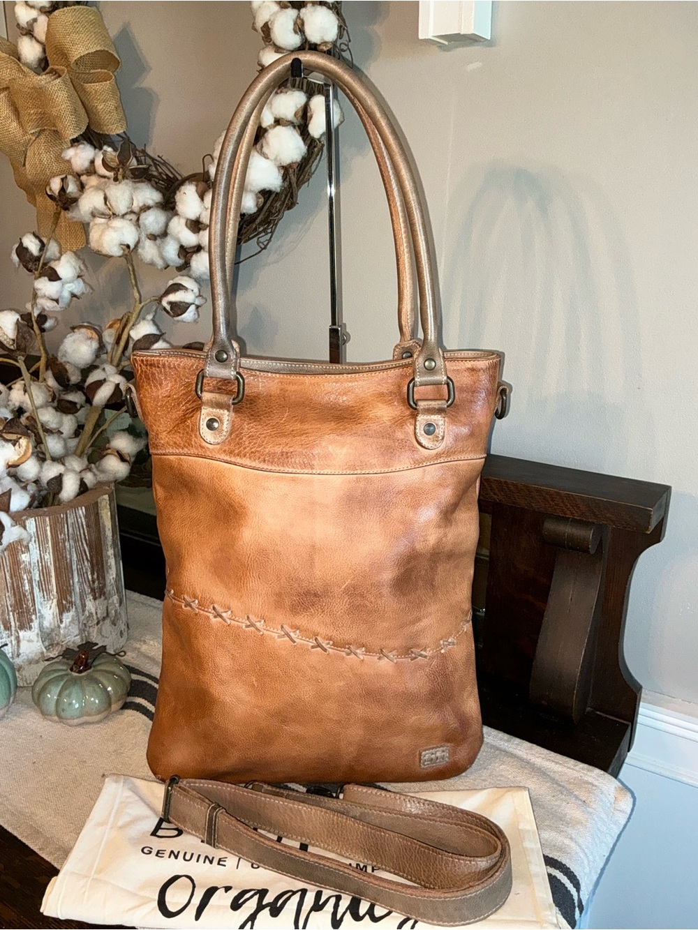 NWOT Bed Stu Celta Tote Crossbody Shoulder Bag Tan Rustic Icicle Retail $245